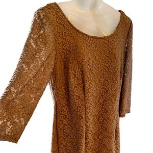 Monroe & Main Dress, Tan, Lined Comfortable Dress, Size 12